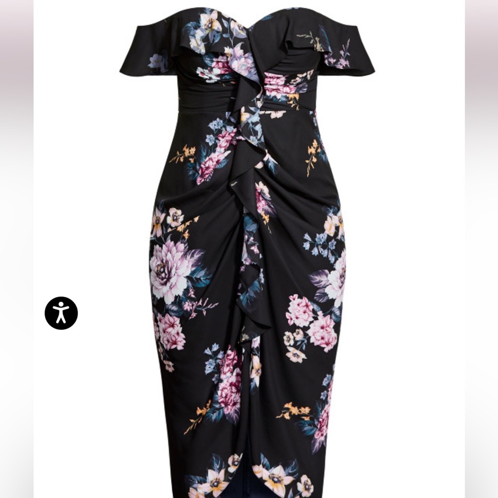 Formal dress city chic love blooms cocktail dress. NWT XS (14) black & floral - Picture 7 of 14